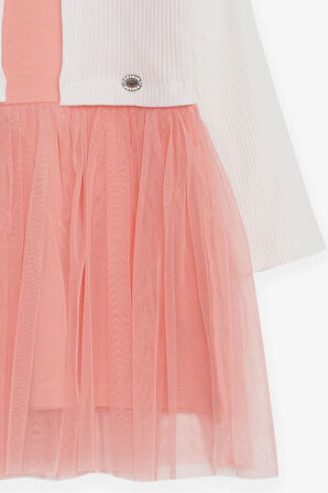 Breeze Kız Çocuk Uzun Kollu Elbise Tüllü 3-8 Yaş, Ekru