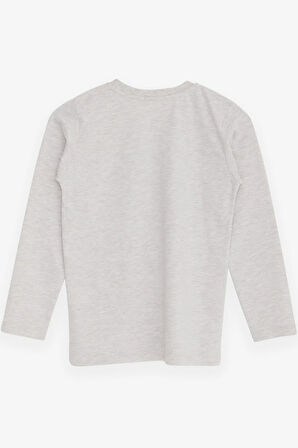 Breeze Erkek Çocuk Uzun Kollu Tişört Yazı Baskılı 6-12 Yaş, Bej Melanj