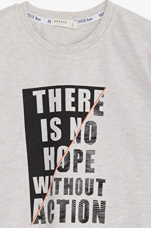 Breeze Erkek Çocuk Uzun Kollu Tişört Yazı Baskılı 6-12 Yaş, Bej Melanj