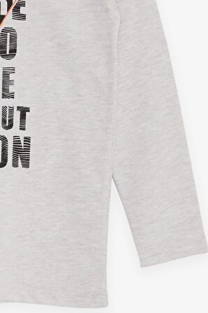 Breeze Erkek Çocuk Uzun Kollu Tişört Yazı Baskılı 6-12 Yaş, Bej Melanj