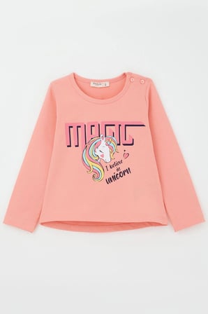 Breeze Kız Çocuk Taytlı Takım Unicorn Baskılı 1.5-5 Yaş, Somon
