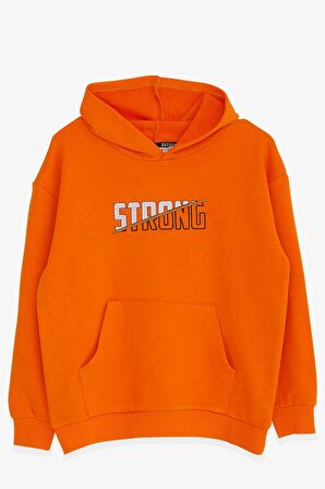 Breeze Erkek Çocuk Sweatshirt Nakışlı Yazı Baskılı 8-14 Yaş, Turuncu