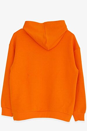 Breeze Erkek Çocuk Sweatshirt Nakışlı Yazı Baskılı 8-14 Yaş, Turuncu