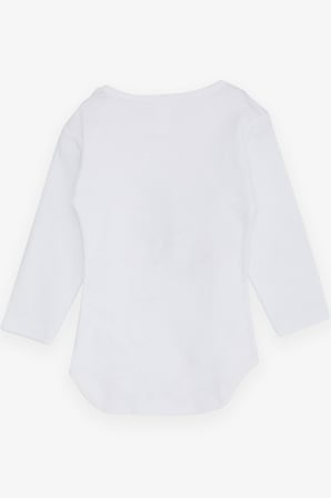 Breeze Erkek Bebek Çıtçıtlı Body Araba Baskılı 9 Ay-3 Yaş, Beyaz
