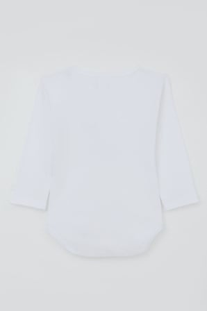 Breeze Erkek Bebek Çıtçıtlı Body Timsah Baskılı 9 Ay-3 Yaş, Beyaz