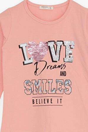 Breeze Kız Çocuk Taytlı Takım Yazı Baskılı 4-9 Yaş, Pudra