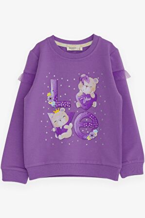 Breeze Kız Çocuk Sweatshirt Ayıcık Baskılı 1-4 Yaş, Lila
