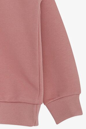 Breeze Kız Çocuk Sweatshirt Renkli Yazı Baskılı 8-14 Yaş, Gülkurusu