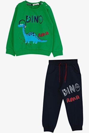 Breeze Erkek Çocuk Eşofman Takımı Dinozor Baskılı 1.5-5 Yaş, Yeşil