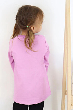 Breeze Kız Çocuk Uzun Kollu Tişört Unicorn Baskılı 1.5-5 Yaş, Lila