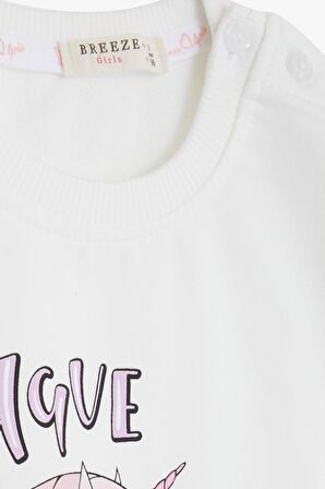 Breeze Kız Çocuk Sweatshirt Unicorn Baskılı 2-6 Yaş, Beyaz