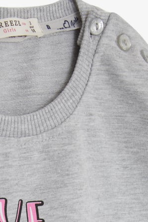 Breeze Kız Çocuk Sweatshirt Unicorn Baskılı 2-6 Yaş, Gri Melanj