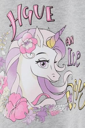Breeze Kız Çocuk Sweatshirt Unicorn Baskılı 2-6 Yaş, Gri Melanj