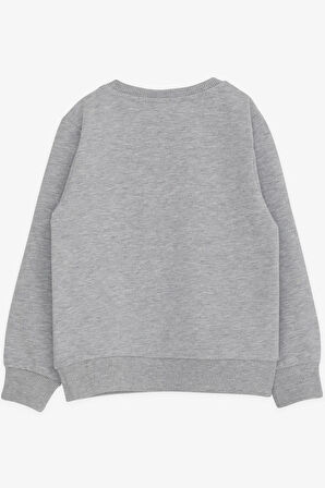 Breeze Erkek Çocuk Sweatshirt Yazı Baskılı 2-6 Yaş, Gri Melanj