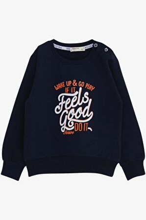 Breeze Erkek Çocuk Sweatshirt Yazı Baskılı 2-6 Yaş, Lacivert