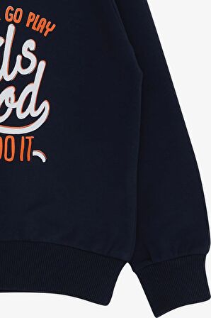 Breeze Erkek Çocuk Sweatshirt Yazı Baskılı 2-6 Yaş, Lacivert