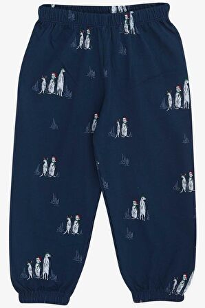 Breeze Erkek Bebek Pijama Takımı Yılbaşı Temalı 9 Ay-3 Yaş, Lacivert