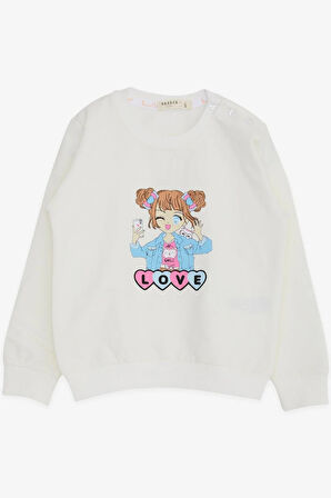 Breeze Kız Çocuk Sweatshirt Kız Baskılı 1.5-5 Yaş, Ekru