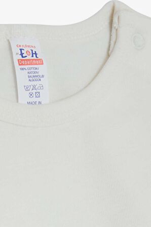 Breeze Erkek Bebek Çıtçıtlı Body Sevimli Dinozor Baskılı 9 Ay-3 Yaş, Ekru
