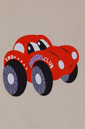 Breeze Erkek Bebek Çıtçıtlı Body Araba Baskılı 9 Ay-3 Yaş, Bej