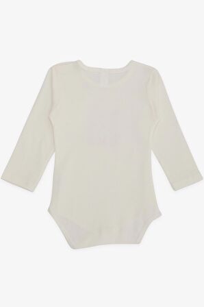 Breeze Erkek Bebek Çıtçıtlı Body Avcı Kedicik Baskılı 9 Ay-3 Yaş, Ekru