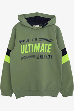 Breeze Erkek Çocuk Sweatshirt Kapüşonlu Yazı Baskılı 8-14 Yaş, Mint Yeşili