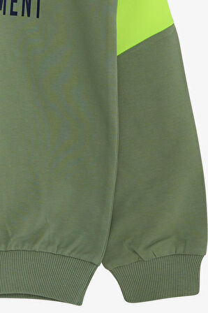 Breeze Erkek Çocuk Sweatshirt Kapüşonlu Yazı Baskılı 8-14 Yaş, Mint Yeşili