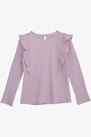 Breeze Kız Çocuk Uzun Kollu Bluz Fırfırlı 4-8 Yaş, Açık Lila