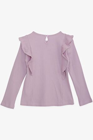 Breeze Kız Çocuk Uzun Kollu Bluz Fırfırlı 4-8 Yaş, Açık Lila