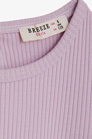 Breeze Kız Çocuk Uzun Kollu Bluz Fırfırlı 4-8 Yaş, Açık Lila