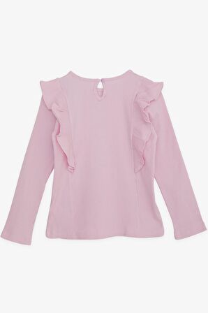 Breeze Kız Çocuk Uzun Kollu Bluz Fırfırlı 4-8 Yaş, Pembe