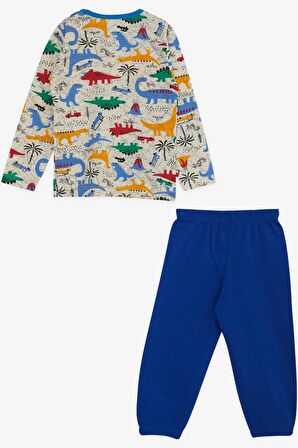 Breeze Erkek Bebek Pijama Takımı Dinozor Desenli 9 Ay-3 Yaş, Krem