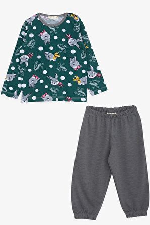 Breeze Kız Bebek Pijama Takımı Tavşancık Desenli 9 Ay-3 Yaş, Yeşil