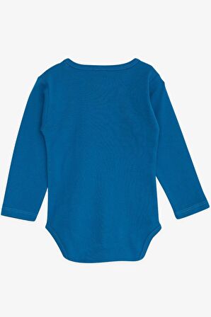 Breeze Erkek Bebek Çıtçıtlı Body Avcı Kedicik Baskılı 9 Ay-3 Yaş, İndigo