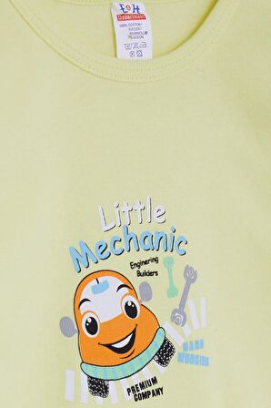 Breeze Erkek Bebek Çıtçıtlı Body KüçükTamirci 9 Ay-3 Yaş, Fıstık Yeşili