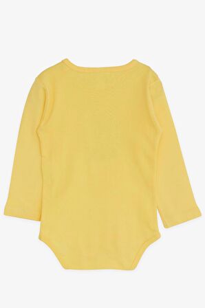 Breeze Erkek Bebek Çıtçıtlı Body Gözlüklü Ayıcık Baskılı 9 Ay-3 Yaş, Sarı