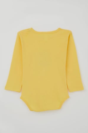 Breeze Erkek Bebek Çıtçıtlı Body Gözlüklü Ayıcık Baskılı 9 Ay-3 Yaş, Sarı