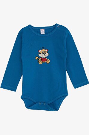 Breeze Erkek Bebek Çıtçıtlı Body Eğlenceli Köpekcik Baskılı 9 Ay-3 Yaş, İndigo