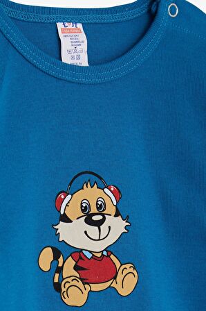 Breeze Erkek Bebek Çıtçıtlı Body Eğlenceli Köpekcik Baskılı 9 Ay-3 Yaş, İndigo
