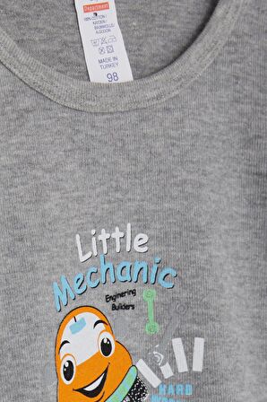 Breeze Erkek Bebek Çıtçıtlı Body Küçük Tamirci 9 Ay-3 Yaş, Koyu Gri Melanj