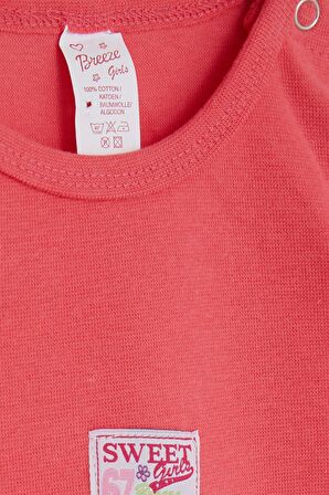 Breeze Kız Bebek Çıtçıtlı Body Yazı Baskılı 9 Ay-3 Yaş, Mercan