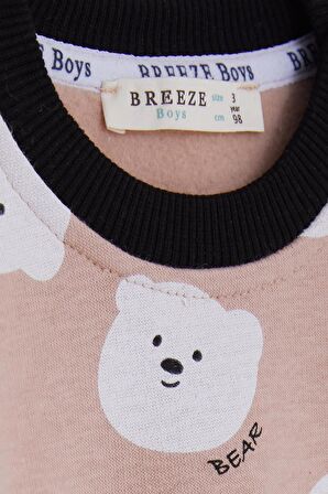 Breeze Kız Çocuk Sweatshirt Ayıcık Desenli 1.5-5 Yaş, Bej