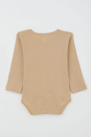 Breeze Erkek Bebek Çıtçıtlı Zıbın Body Maymuncuk Baskılı 9 Ay-3 Yaş, Açık Kahverengi
