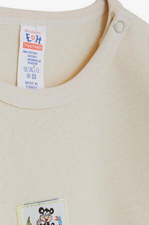 Breeze Erkek Bebek Çıtçıtlı Zıbın Body Maymuncuk Baskılı 9 Ay-3 Yaş, Krem
