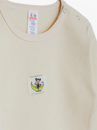Breeze Erkek Bebek Çıtçıtlı Zıbın Body Maymuncuk Baskılı 9 Ay-3 Yaş, Krem