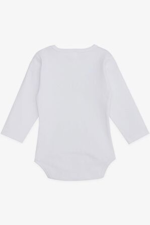 Breeze Erkek Bebek Çıtçıtlı Zıbın Body Araba Baskılı 9 Ay-3 Yaş, Beyaz