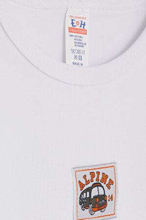 Breeze Erkek Bebek Çıtçıtlı Zıbın Body Araba Baskılı 9 Ay-3 Yaş, Beyaz