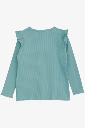 Breeze Kız Çocuk Uzun Kollu Bluz Fırfırlı 2-6 Yaş, Su Yeşili