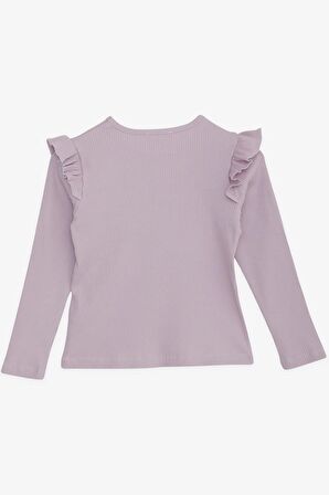 Breeze Kız Çocuk Uzun Kollu Bluz Fırfırlı 8-14 Yaş, Açık Lila