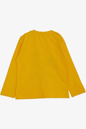 Breeze Erkek Bebek Uzun Kollu Tişört Ayıcık Baskılı Yazı Nakışlı 9 Ay-3 Yaş, Sarı